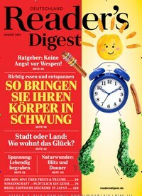 Titelbild der Ausgabe 8/2021 von Reader´s Digest Deutschland. Diese Zeitschrift und viele weitere Frauenzeitschriften als Abo oder epaper bei United Kiosk online kaufen.