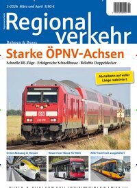 Titelbild der Ausgabe 2/2026 von Regionalverkehr. Diese Zeitschrift und viele weitere Logistikmagazine und Medienmagazine als Abo oder epaper bei United Kiosk online kaufen.