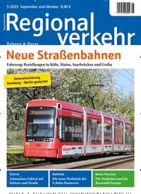 Titelbild der Ausgabe 5/2025 von Regionalverkehr. Diese Zeitschrift und viele weitere Logistikmagazine und Medienmagazine als Abo oder epaper bei United Kiosk online kaufen.