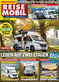 Titelbild der Ausgabe 1/2022 von Reisemobil International. Diese Zeitschrift und viele weitere Automagazine und Motorradzeitschriften als Abo oder epaper bei United Kiosk online kaufen.