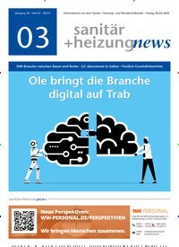 Titelbild der Ausgabe 3/2026 von sanitär + heizung news. Diese Zeitschrift und viele weitere Architekturzeitschriften und Bauzeitschriften als Abo oder epaper bei United Kiosk online kaufen.