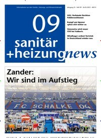 Titelbild der Ausgabe 9/2023 von sanitär + heizung news. Diese Zeitschrift und viele weitere Architekturzeitschriften und Bauzeitschriften als Abo oder epaper bei United Kiosk online kaufen.