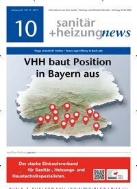 Titelbild der Ausgabe 10/2026 von sanitär + heizung news. Diese Zeitschrift und viele weitere Architekturzeitschriften und Bauzeitschriften als Abo oder epaper bei United Kiosk online kaufen.