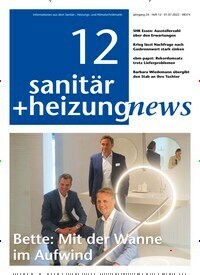 Titelbild der Ausgabe 12/2022 von sanitär + heizung news. Diese Zeitschrift und viele weitere Architekturzeitschriften und Bauzeitschriften als Abo oder epaper bei United Kiosk online kaufen.