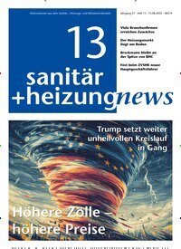Titelbild der Ausgabe 13/2025 von sanitär + heizung news. Diese Zeitschrift und viele weitere Architekturzeitschriften und Bauzeitschriften als Abo oder epaper bei United Kiosk online kaufen.