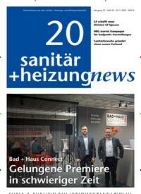 Titelbild der Ausgabe 20/2023 von sanitär + heizung news. Diese Zeitschrift und viele weitere Architekturzeitschriften und Bauzeitschriften als Abo oder epaper bei United Kiosk online kaufen.
