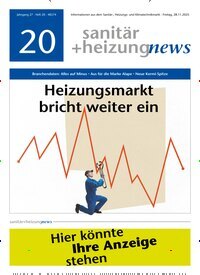 Titelbild der Ausgabe 20/2025 von sanitär + heizung news. Diese Zeitschrift und viele weitere Architekturzeitschriften und Bauzeitschriften als Abo oder epaper bei United Kiosk online kaufen.