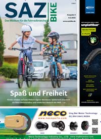Titelbild der Ausgabe 4/2021 von SAZ bike. Diese Zeitschrift und viele weitere Industriemagazine und Handwerkmagazine als Abo oder epaper bei United Kiosk online kaufen.
