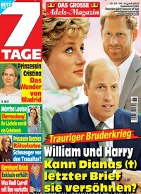 Titelbild der Ausgabe 36/2019 von Sieben Tage. Diese Zeitschrift und viele weitere Frauenzeitschriften als Abo oder epaper bei United Kiosk online kaufen.