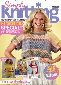 Titelbild der Ausgabe 238/2023 von Simply Knitting. Diese Zeitschrift und viele weitere Modemagazine und DIY-Magazine als Abo oder epaper bei United Kiosk online kaufen.