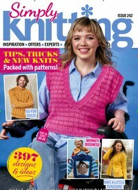Titelbild der Ausgabe 242/2023 von Simply Knitting. Diese Zeitschrift und viele weitere Modemagazine und DIY-Magazine als Abo oder epaper bei United Kiosk online kaufen.