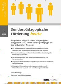Titelbild der Ausgabe 1/2026 von Sonderpädagogische Förderung heute. Diese Zeitschrift und viele weitere Zeitschriften für Pädagogik als Abo oder epaper bei United Kiosk online kaufen.