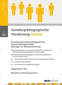 Titelbild der Ausgabe 4/2024 von Sonderpädagogische Förderung heute. Diese Zeitschrift und viele weitere Zeitschriften für Pädagogik als Abo oder epaper bei United Kiosk online kaufen.