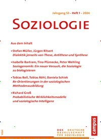 Titelbild der Ausgabe 1/2024 von Soziologie. Diese Zeitschrift und viele weitere Zeitschriften für Pädagogik als Abo oder epaper bei United Kiosk online kaufen.