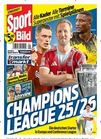 Titelbild der Ausgabe 1/2025 von Sport Bild Sonderheft Champions League. Diese Zeitschrift und viele weitere Sportmagazine als Abo oder epaper bei United Kiosk online kaufen.