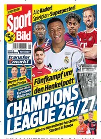 Titelbild der Ausgabe 1/2026 von Sport Bild Sonderheft Champions League. Diese Zeitschrift und viele weitere Sportmagazine als Abo oder epaper bei United Kiosk online kaufen.