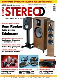 Titelbild der Ausgabe 8/2019 von Stereo. Diese Zeitschrift und viele weitere Audiomagazine, Filmmagazine und Fotozeitschriften als Abo oder epaper bei United Kiosk online kaufen.