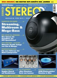 Titelbild der Ausgabe 10/2019 von Stereo. Diese Zeitschrift und viele weitere Audiomagazine, Filmmagazine und Fotozeitschriften als Abo oder epaper bei United Kiosk online kaufen.