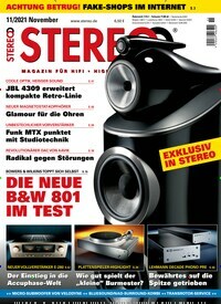 Titelbild der Ausgabe 11/2021 von Stereo. Diese Zeitschrift und viele weitere Audiomagazine, Filmmagazine und Fotozeitschriften als Abo oder epaper bei United Kiosk online kaufen.