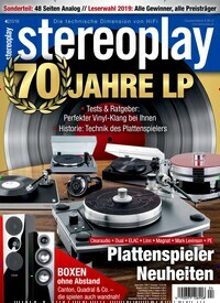 Titelbild der Ausgabe 4/2019 von Stereoplay. Diese Zeitschrift und viele weitere Audiomagazine, Filmmagazine und Fotozeitschriften als Abo oder epaper bei United Kiosk online kaufen.