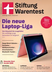 Titelbild der Ausgabe 1/2026 von Stiftung Warentest. Diese Zeitschrift und viele weitere Wirtschaftsmagazine und Politikmagazine als Abo oder epaper bei United Kiosk online kaufen.