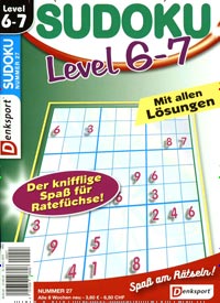 Titelbild der Ausgabe 27/2020 von Sudoku Level 6-7. Diese Zeitschrift und viele weitere Groschenromane und Rätselhefte als Abo oder epaper bei United Kiosk online kaufen.