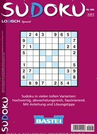 Titelbild der Ausgabe 106/2023 von Sudoku Logisch Spezial. Diese Zeitschrift und viele weitere Groschenromane und Rätselhefte als Abo oder epaper bei United Kiosk online kaufen.