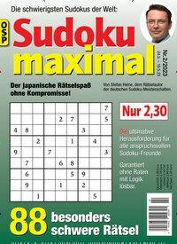 Titelbild der Ausgabe 2/2023 von Sudoku Maximal. Diese Zeitschrift und viele weitere Groschenromane und Rätselhefte als Abo oder epaper bei United Kiosk online kaufen.