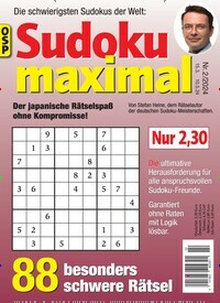 Titelbild der Ausgabe 2/2024 von Sudoku Maximal. Diese Zeitschrift und viele weitere Groschenromane und Rätselhefte als Abo oder epaper bei United Kiosk online kaufen.