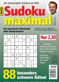 Titelbild der Ausgabe 2/2026 von Sudoku Maximal. Diese Zeitschrift und viele weitere Groschenromane und Rätselhefte als Abo oder epaper bei United Kiosk online kaufen.