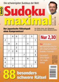 Titelbild der Ausgabe 3/2026 von Sudoku Maximal. Diese Zeitschrift und viele weitere Groschenromane und Rätselhefte als Abo oder epaper bei United Kiosk online kaufen.