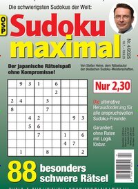 Titelbild der Ausgabe 4/2025 von Sudoku Maximal. Diese Zeitschrift und viele weitere Groschenromane und Rätselhefte als Abo oder epaper bei United Kiosk online kaufen.