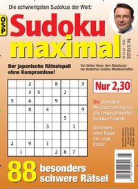 Titelbild der Ausgabe 5/2025 von Sudoku Maximal. Diese Zeitschrift und viele weitere Groschenromane und Rätselhefte als Abo oder epaper bei United Kiosk online kaufen.