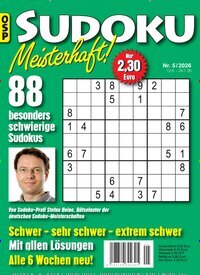 Titelbild der Ausgabe 5/2026 von Sudoku Meisterhaft. Diese Zeitschrift und viele weitere Groschenromane und Rätselhefte als Abo oder epaper bei United Kiosk online kaufen.