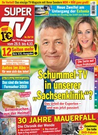 Titelbild der Ausgabe 39/2019 von Super TV. Diese Zeitschrift und viele weitere Programmzeitschriften als Abo oder epaper bei United Kiosk online kaufen.