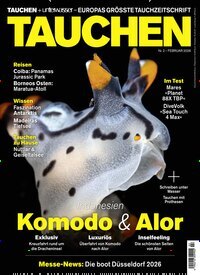 Titelbild der Ausgabe 2/2026 von Tauchen. Diese Zeitschrift und viele weitere Sportmagazine als Abo oder epaper bei United Kiosk online kaufen.
