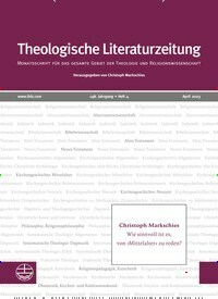Titelbild der Ausgabe 4/2023 von Theologische Literaturzeitung. Diese Zeitschrift und viele weitere Kunstmagazine und Kulturmagazine als Abo oder epaper bei United Kiosk online kaufen.