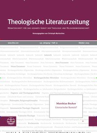Titelbild der Ausgabe 10/2025 von Theologische Literaturzeitung. Diese Zeitschrift und viele weitere Kunstmagazine und Kulturmagazine als Abo oder epaper bei United Kiosk online kaufen.