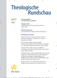 Titelbild der Ausgabe 2/2026 von Theologische Rundschau (ThR). Diese Zeitschrift und viele weitere Kunstmagazine und Kulturmagazine als Abo oder epaper bei United Kiosk online kaufen.