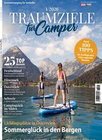 Titelbild der Ausgabe 1/2026 von Traumziele für Camper. Diese Zeitschrift und viele weitere Automagazine und Motorradzeitschriften als Abo oder epaper bei United Kiosk online kaufen.