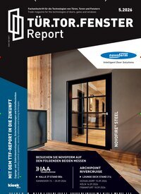 Titelbild der Ausgabe 5/2026 von Tür Tor Fenster Report. Diese Zeitschrift und viele weitere Industriemagazine und Handwerkmagazine als Abo oder epaper bei United Kiosk online kaufen.