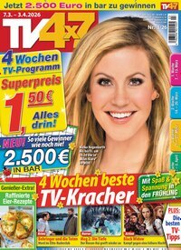 Titelbild der Ausgabe 3/2026 von TV 4x7. Diese Zeitschrift und viele weitere Programmzeitschriften als Abo oder epaper bei United Kiosk online kaufen.