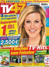 Titelbild der Ausgabe 7/2026 von TV 4x7. Diese Zeitschrift und viele weitere Programmzeitschriften als Abo oder epaper bei United Kiosk online kaufen.