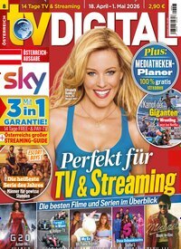 Titelbild der Ausgabe 8/2026 von TV Digital Sky Österreich. Diese Zeitschrift und viele weitere Programmzeitschriften als Abo oder epaper bei United Kiosk online kaufen.