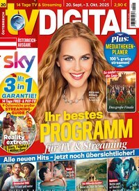 Titelbild der Ausgabe 20/2025 von TV Digital Sky Österreich. Diese Zeitschrift und viele weitere Programmzeitschriften als Abo oder epaper bei United Kiosk online kaufen.