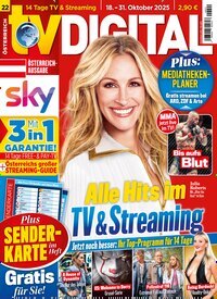 Titelbild der Ausgabe 22/2025 von TV Digital Sky Österreich. Diese Zeitschrift und viele weitere Programmzeitschriften als Abo oder epaper bei United Kiosk online kaufen.