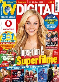 Titelbild der Ausgabe 13/2025 von TV Digital Vodafone. Diese Zeitschrift und viele weitere Programmzeitschriften als Abo oder epaper bei United Kiosk online kaufen.
