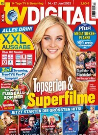 Titelbild der Ausgabe 13/2025 von TV Digital XXL-Ausgabe. Diese Zeitschrift und viele weitere Programmzeitschriften als Abo oder epaper bei United Kiosk online kaufen.