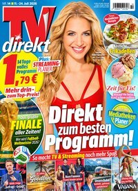 Titelbild der Ausgabe 14/2026 von TV direkt. Diese Zeitschrift und viele weitere Programmzeitschriften als Abo oder epaper bei United Kiosk online kaufen.