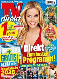Titelbild der Ausgabe 22/2025 von TV direkt. Diese Zeitschrift und viele weitere Programmzeitschriften als Abo oder epaper bei United Kiosk online kaufen.